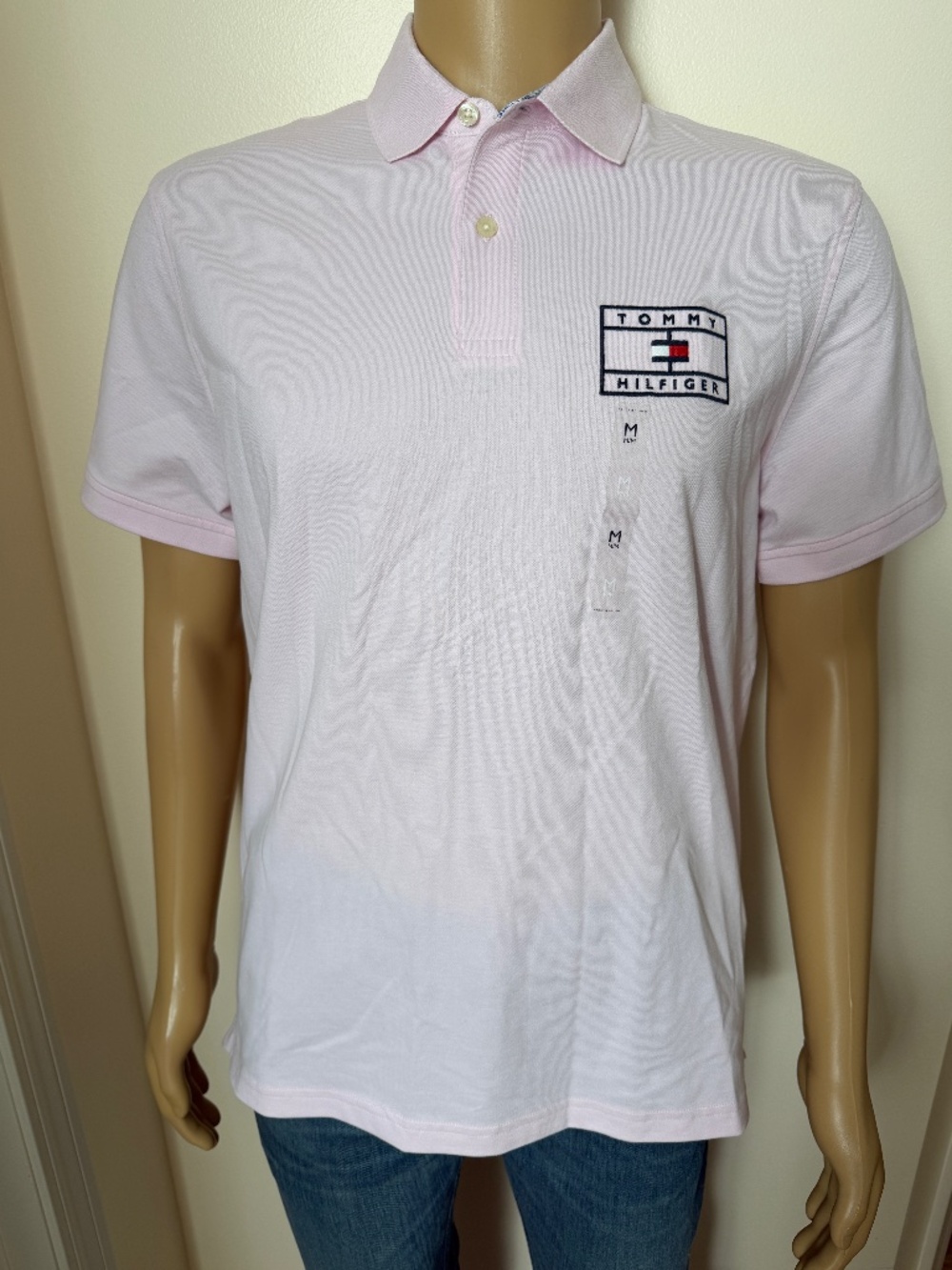$69.50 Designer TH Tommy Hilfiger Pink Polo Top Tee Shirt Men’s Medium M